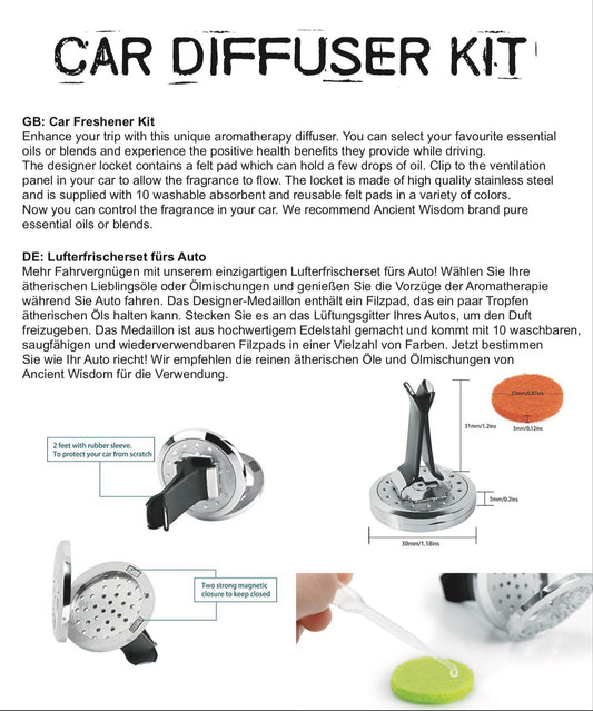 Car Diffuser Kit - Hamsa - 30mm from our luxury aromatherapy car diffuser kits collection