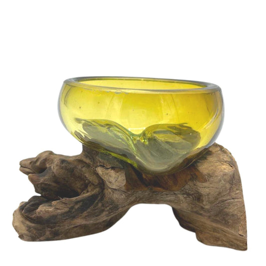 Photo 2 of Molten Glass Mini Amber Bowl On Wood Luxury Decor Premium Ed featuring authentic premium craftsmanship.