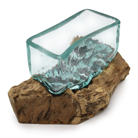 Photo 2 of Molten Glass Tank On Wood With Stand - Medium Bowl featuring authentic premium craftsmanship.
