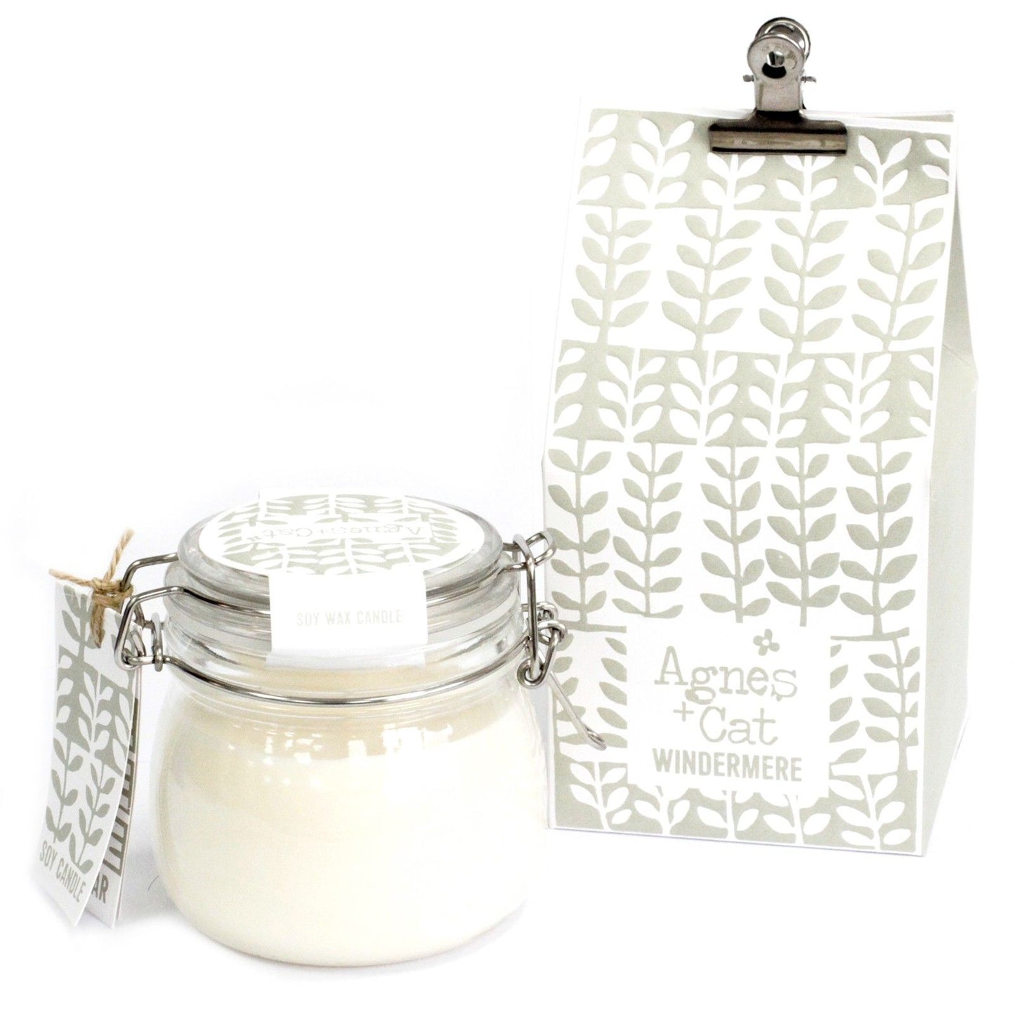 Luxury presentation of the agnes cat kilner jar candle windermere632 showing the premium artisan packaging and complete set contents