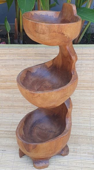 Teak Three Bowl Standing aprox 50cm from our luxury teak root baskets collection