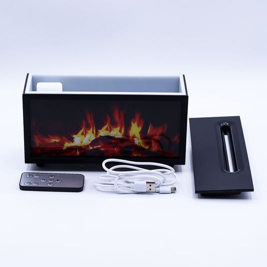 Flame Effect Aroma Diffuser with Birdsound - Black USB - Colour Change