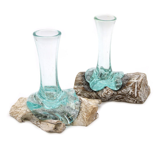 Photo 2 of Molten Glass On Whitewash Wood - Vase - Small On Wood featuring authentic premium craftsmanship.