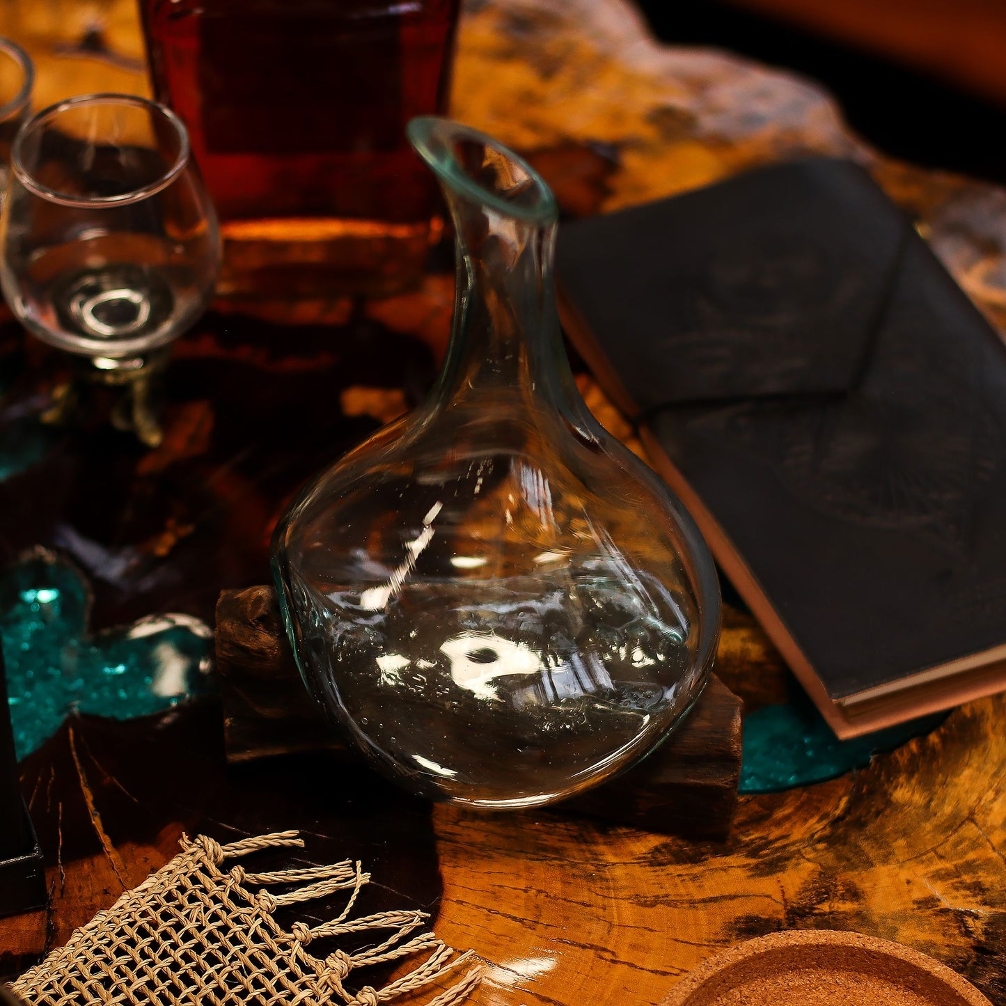 Photo 9 of Molten Glass Mini Decanter On Wood 20cm Luxury Decor featuring authentic premium craftsmanship.