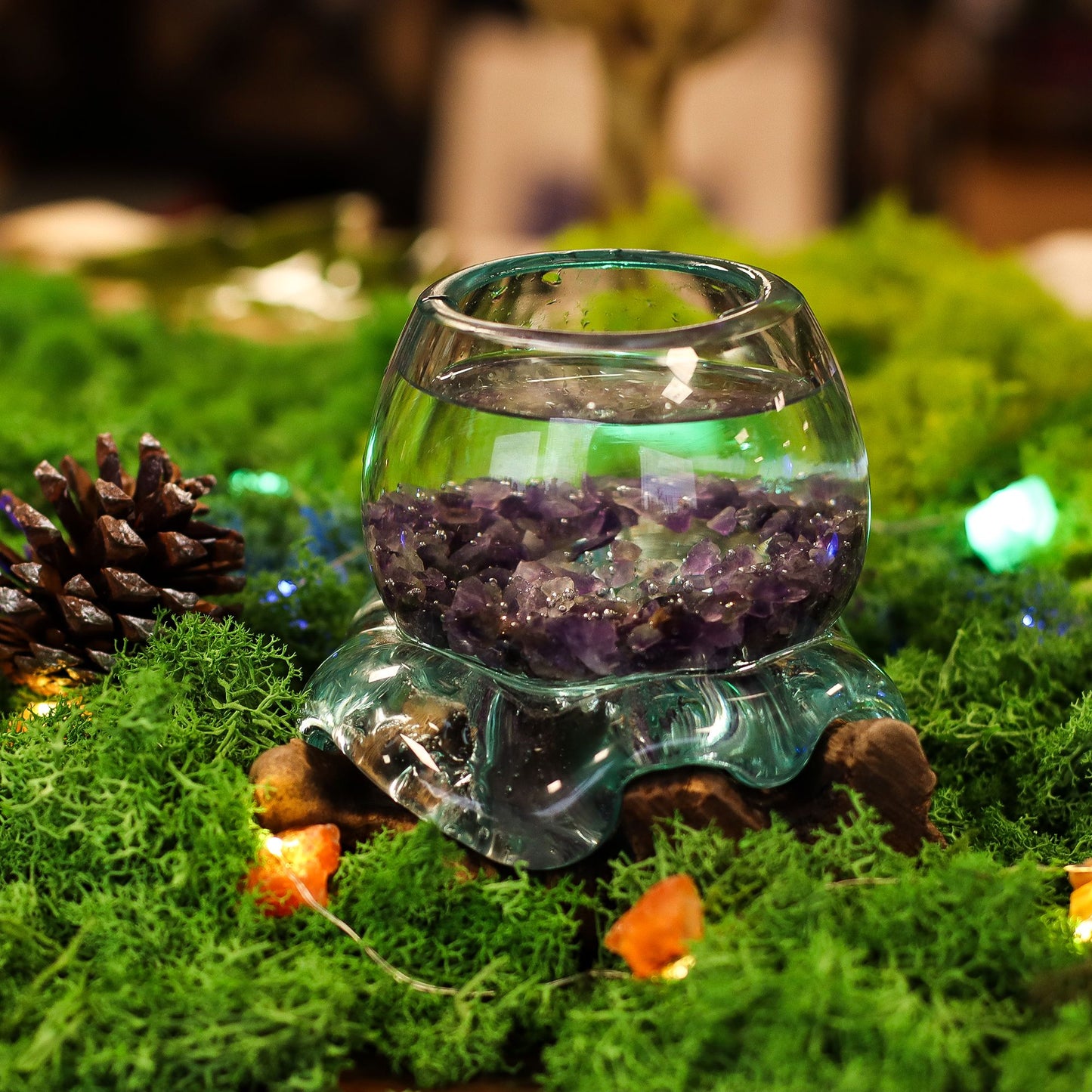 Photo 8 of Molten Glass Mini Goldfish Bowl On Wood 20cm Luxury Decor featuring authentic premium craftsmanship.