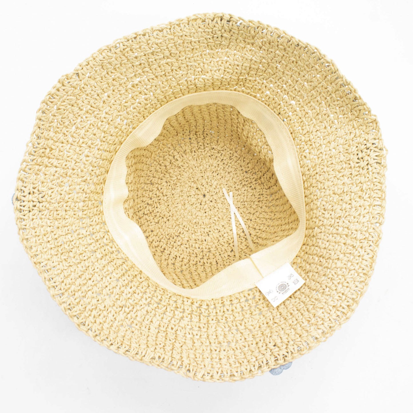 Photo 7 of Nomad Sari Floppy Straw Sun Hat - Beige & Blue Flowers featuring authentic premium craftsmanship.