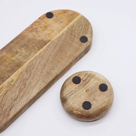 Mango Wood Tray with 3 Bowls - Mediterranean Tile pattern from our luxury mango wood bowls, trays & coasters collection