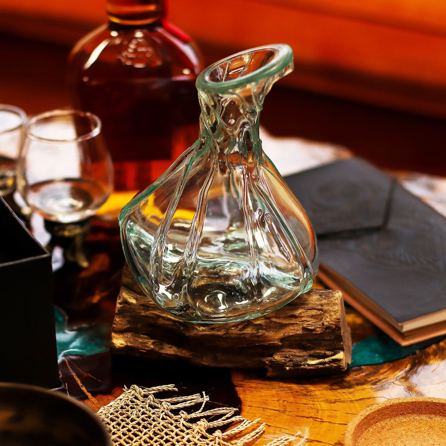 Photo 9 of Molten Glass Fancy Mini Decanter On Wood 24cm Luxury Decor featuring authentic premium craftsmanship.