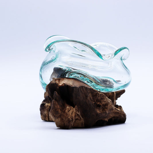 Photo 2 of Molten Glass Wavy Bowl On Wood 18cm Luxury Decor Premium Edi featuring authentic premium craftsmanship.