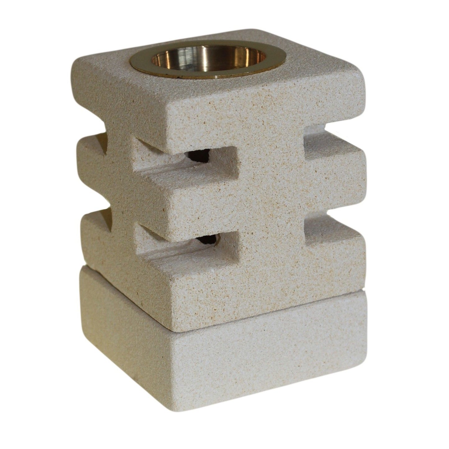 Stone Oil Burner - Abstract Cuts lifestyle product photo on neutral background