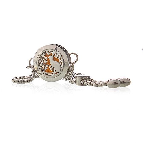 Aromatherapy Jewellery Chain Bracelet - Cat & Flowers - 20mm from our luxury aromatherapy diffuser necklaces collection