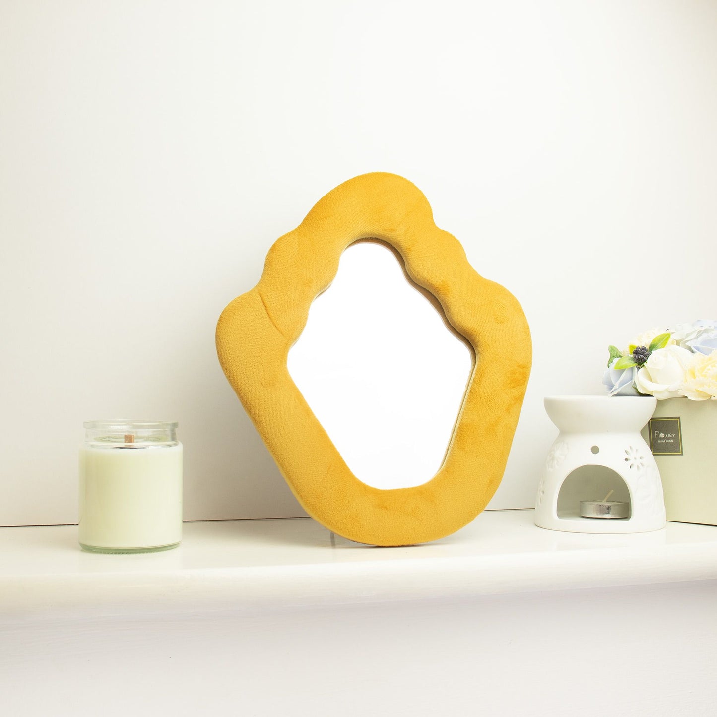 Photo 4 of Soft Squiggly Mirror – Flame – Marigold Wall Mirror featuring authentic premium craftsmanship.