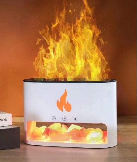 White Blaze Aroma Diffuser - Himalayan Salt Chamber - USB-C - Flame Effect (Salt included) from our luxury aroma diffusers collection