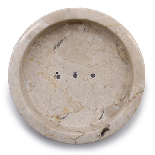 Round Honey Marble Flat Soap Dish from our luxury stone soap dishes collection
