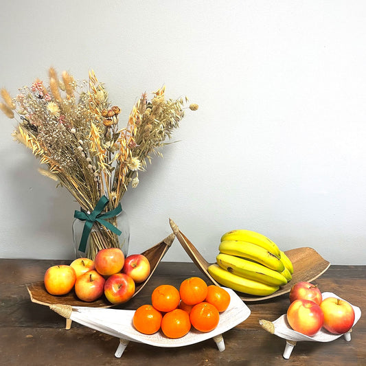 Coconut Leaf Fruit Bowl Set - Whitewash from our luxury coconut leaf fruit bowl sets & tea stands collection