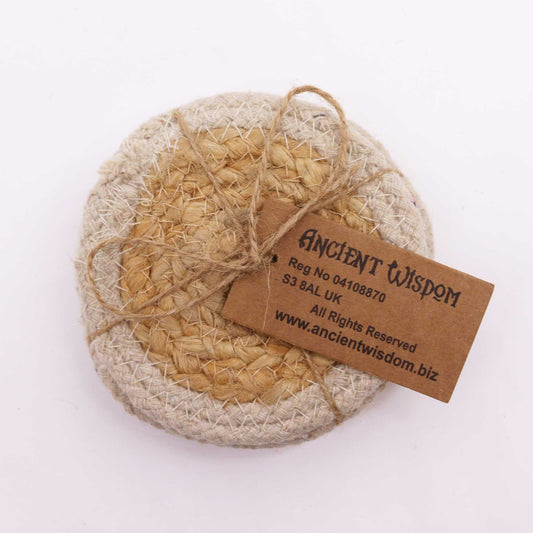 Natural Coaster - Jute & Cotton 10cm (set of 4) - Ivory Boarder from our luxury indian placemats collection