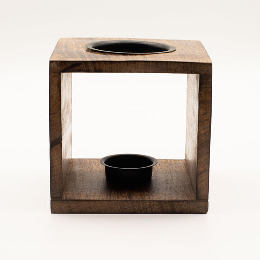 Large Square Mango Wood Oil Burner - Tree of Life