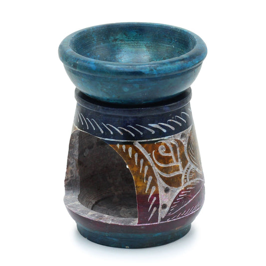 Small Coloured Soapstone Oil Burner 8cm - Flower from our luxury soapstone oil burners collection