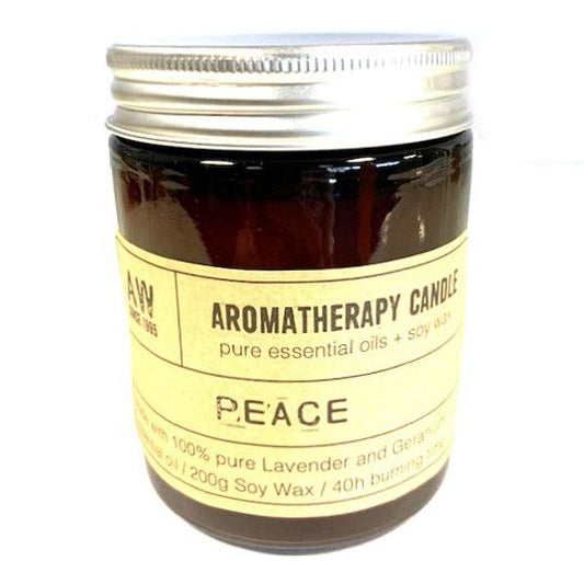 Detailed close up view highlighting the high quality craftsmanship and individual features of the aromatherapy candle peace391