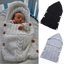 Load image into Gallery viewer, Baby Infant Swaddle Wrap Warm Wool Blends Crochet Knitted Hoodie Soft Swaddling Wrap Blanket Sleeping Bag - Giftexonline
