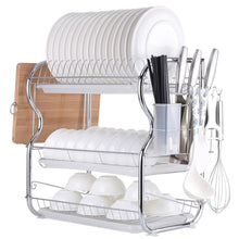 Load image into Gallery viewer, 3 Tier Chrome Dish Drying Rack Drainer
