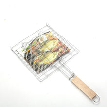 Load image into Gallery viewer, BBQ Barbecue 2 Fish Grilling Basket Roast Grill Tool with Wooden Handle
