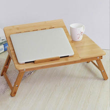 Load image into Gallery viewer, Great looking Adjustable bamboo foldable laptop table with cooling fans - Giftexonline
