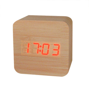 MINI Wooden LED Alarm Clock and Temperature
