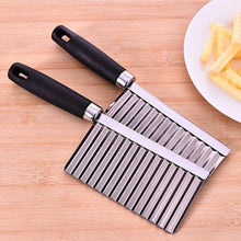 Load image into Gallery viewer, Potato French Fry Cutter Stainless Steel Kitchen Accessories Serrated Blade Easy Slicing Banana Fruits Potato Wave Knife Chopper
