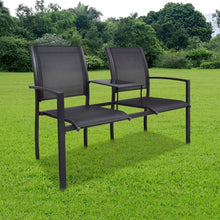 Load image into Gallery viewer, 2 Seater Garden Bench 131 cm Steel and Textilene Black
