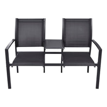 Load image into Gallery viewer, 2 Seater Garden Bench 131 cm Steel and Textilene Black
