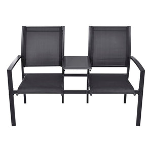 2 Seater Garden Bench 131 cm Steel and Textilene Black