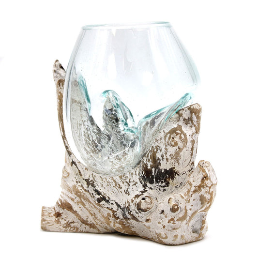 Molten Glass on Whitewash Wood - Medium Bowl lifestyle product photo on neutral background