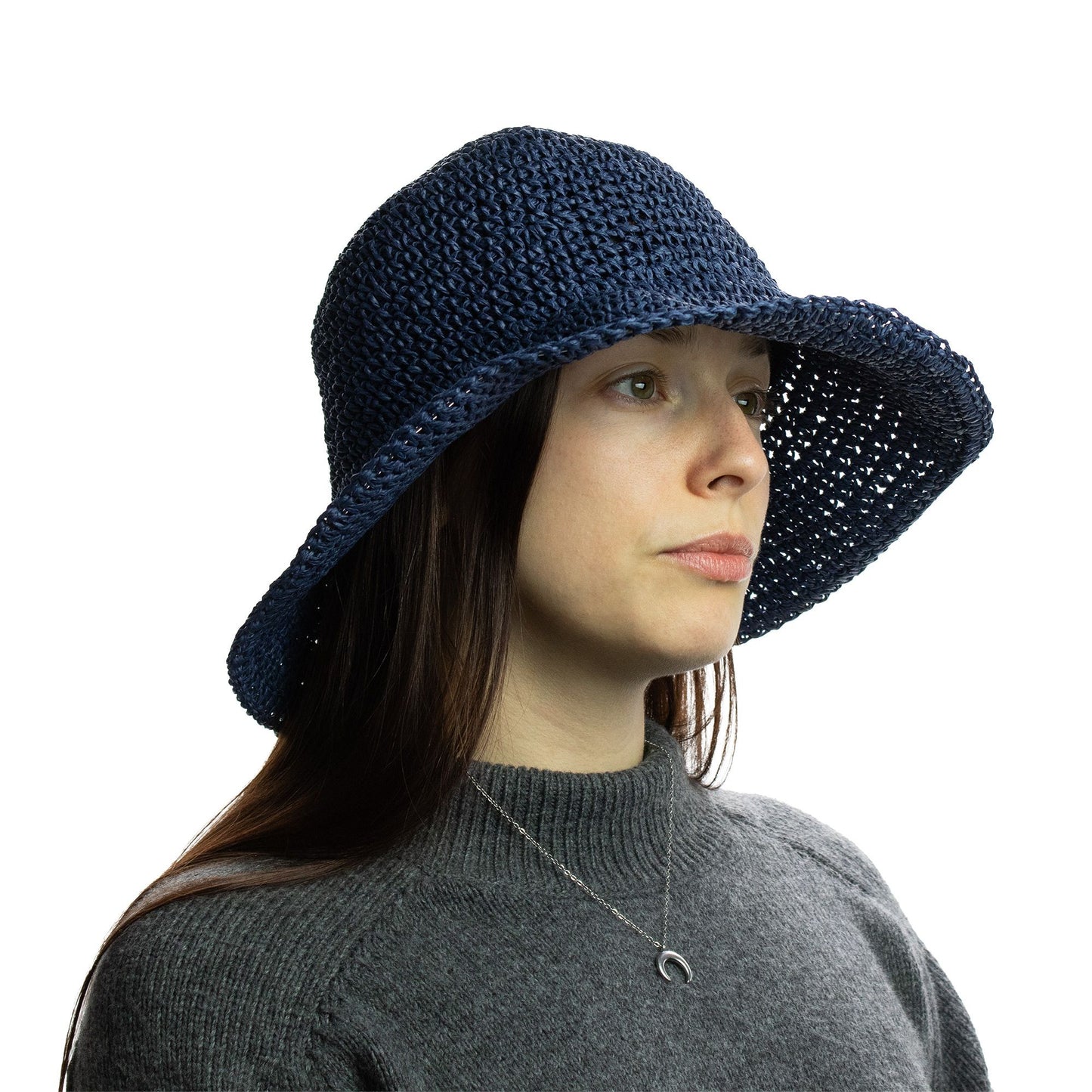 Photo 3 of Nomad Sari Floppy Straw Sun Hat - Navy Blue Sun Beach Hat featuring authentic premium craftsmanship.