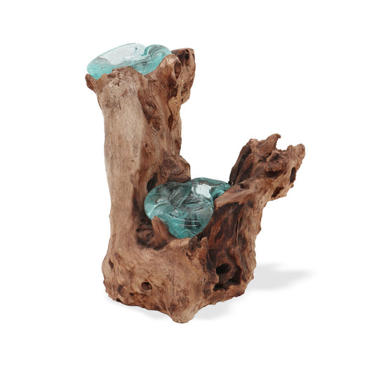 Photo 1 of Molten Glass Candle Double Holder On Wood Luxury Decor featuring authentic premium craftsmanship.