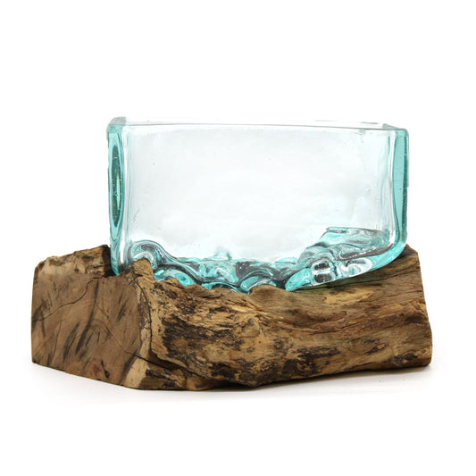 Photo 1 of Molten Glass Tank On Wood With Stand - Medium Bowl featuring authentic premium craftsmanship.