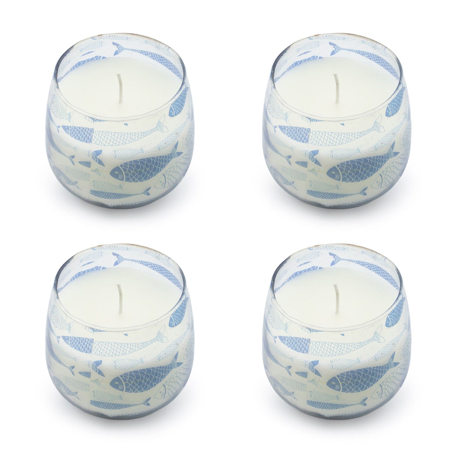 Detailed close up view highlighting the high quality craftsmanship and individual features of the small glass jar candles seabreeze491
