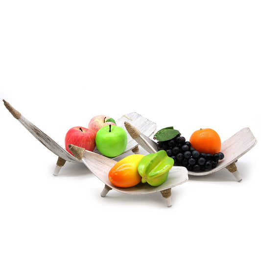 Coconut Leaf Fruit Bowl Set - Whitewash from our luxury coconut leaf fruit bowl sets & tea stands collection