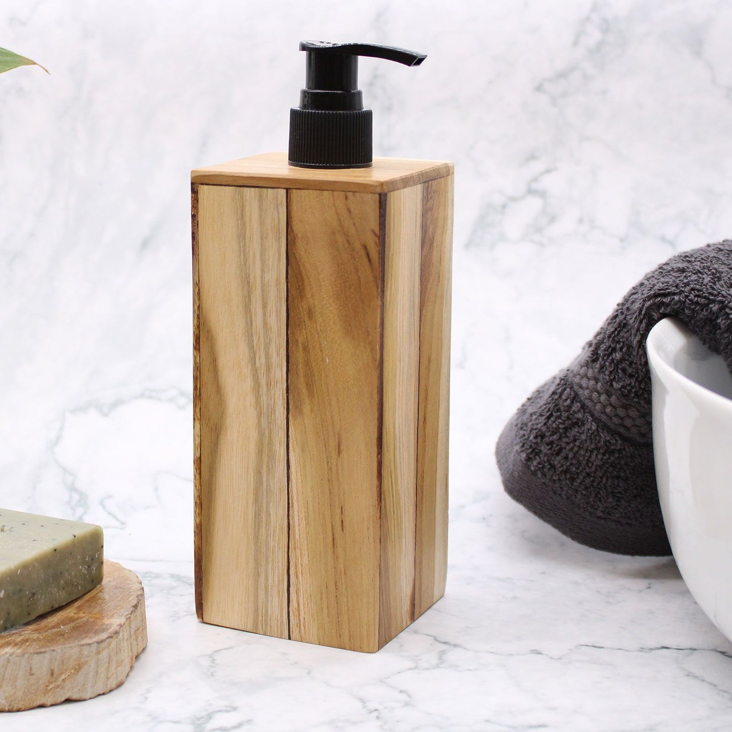 Natural Teakwood Soap Dispenser - Square from our luxury teakwood soap dispensers collection