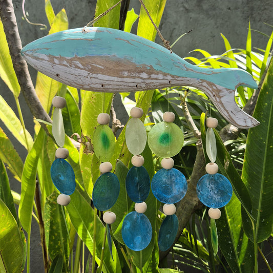 Aqua Fish Carving and Copis Drop from our luxury driftwood chime collection