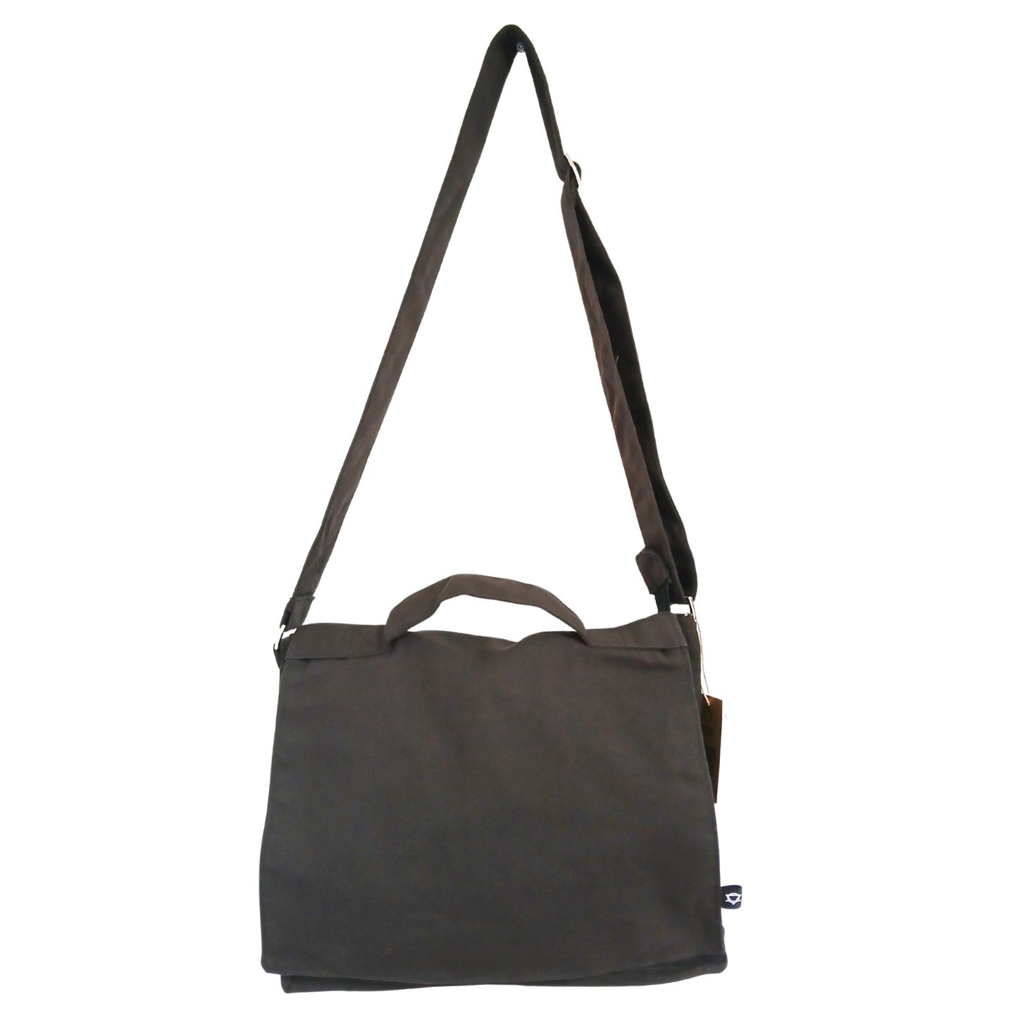 Cotton Canvas Laptop Messenger Bag - Charcoal lifestyle product photo on neutral background