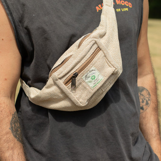 Cotton Hemp Style Belt (or Fanny) Bag - Natural lifestyle product photo on neutral background