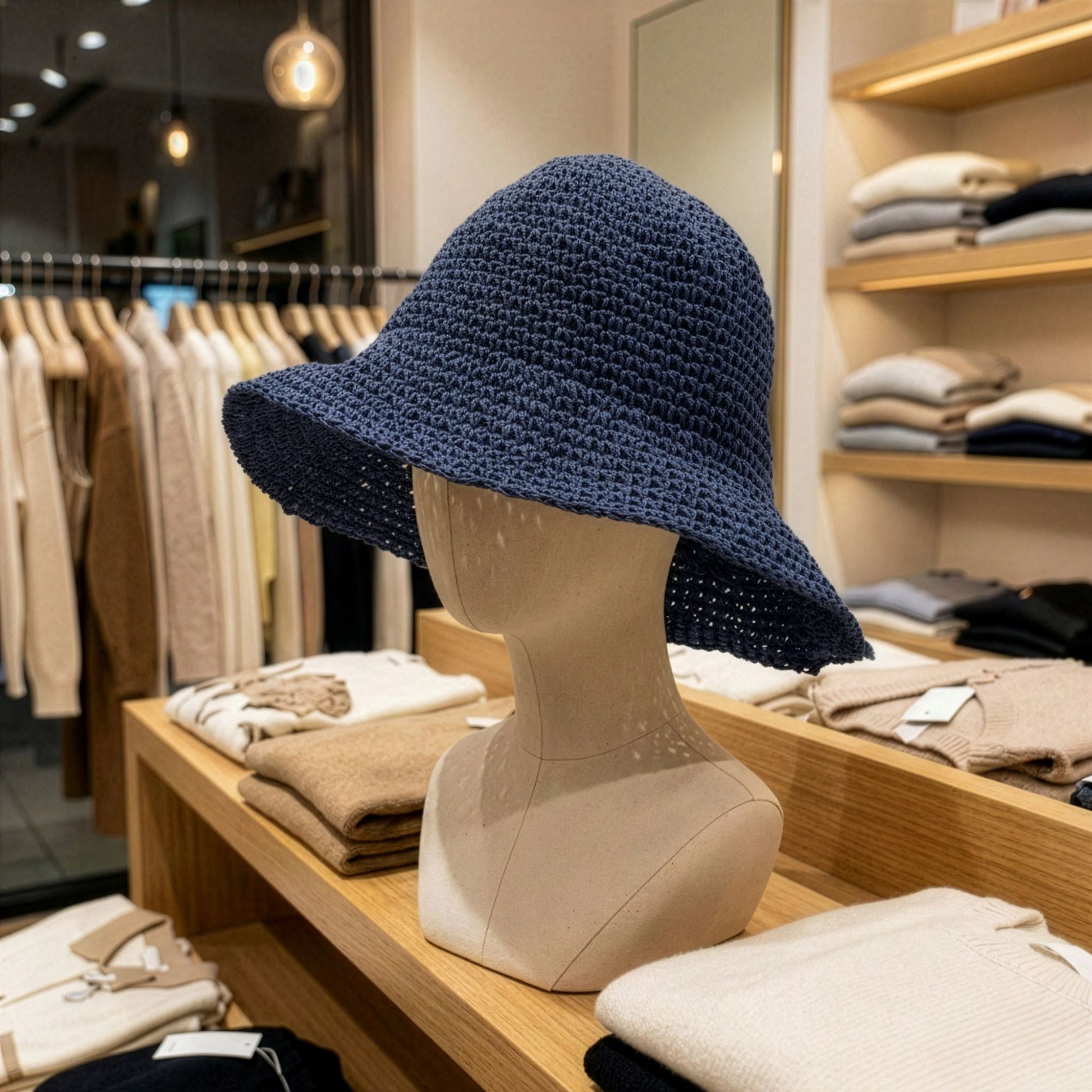Photo 1 of Nomad Sari Floppy Straw Sun Hat - Navy Blue Sun Beach Hat featuring authentic premium craftsmanship.