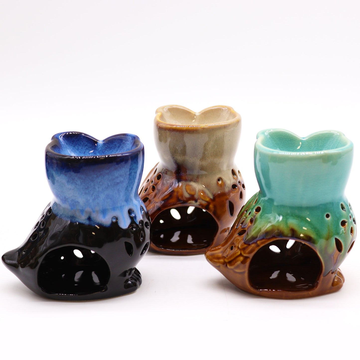 Classic Rustic Oil Burner - Owl Side-on (assorted) from our luxury classic rustic oil burners collection