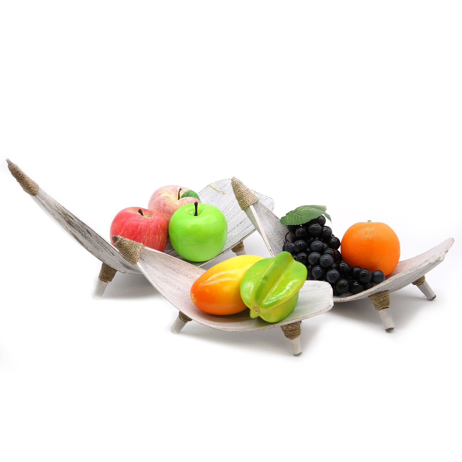 Coconut Leaf Fruit Bowl Set - Whitewash from our luxury coconut leaf fruit bowl sets & tea stands collection