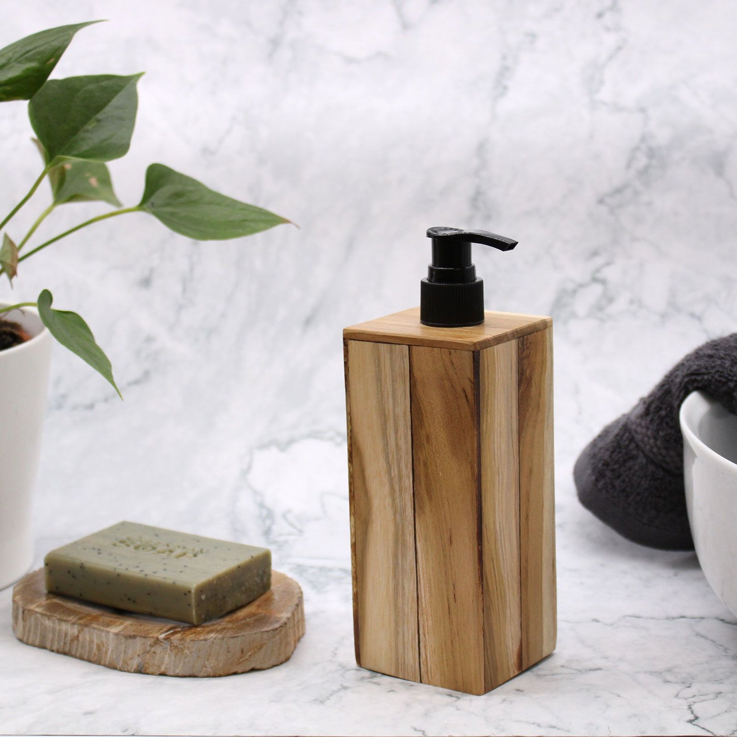 Natural Teakwood Soap Dispenser - Square from our luxury teakwood soap dispensers collection