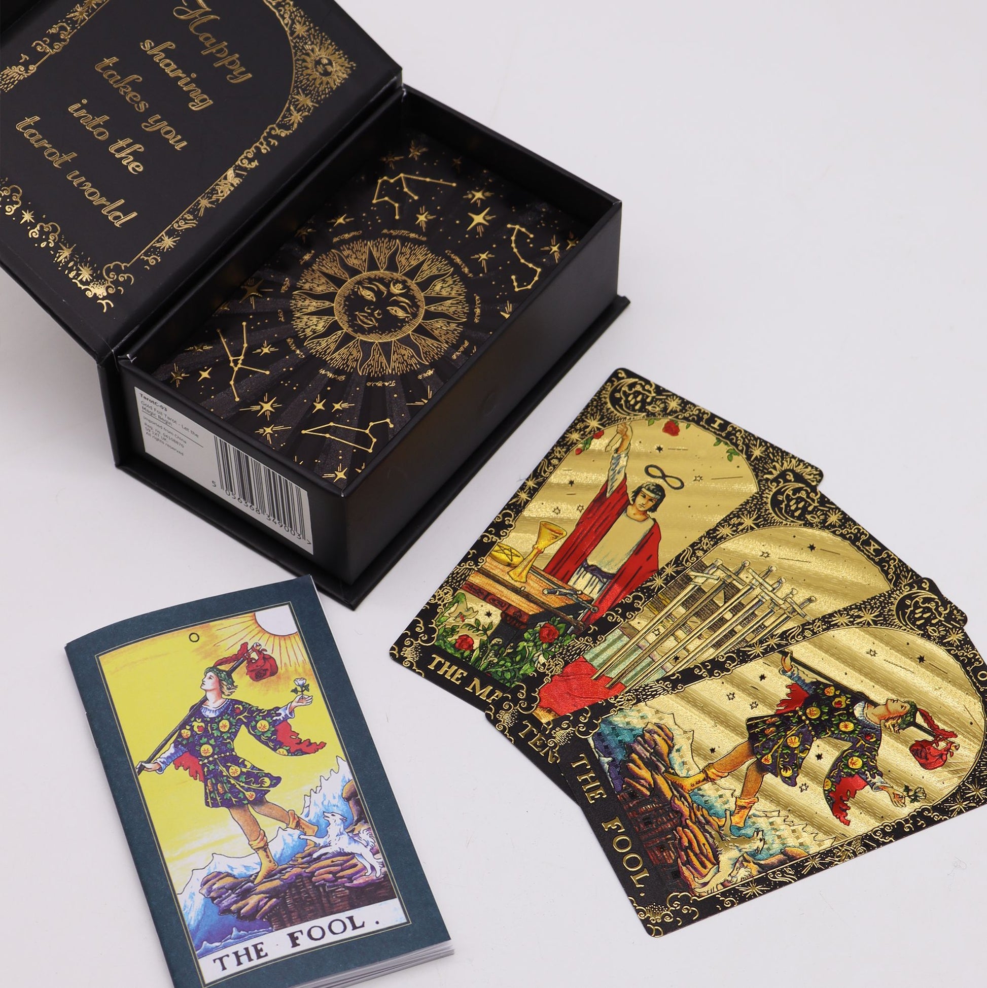 Gold Foil Tarot - Let the Magic Begin - Gift Box lifestyle product photo on neutral background