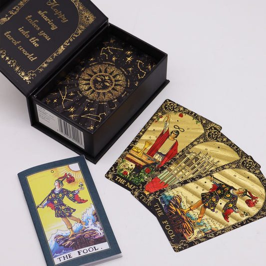 Gold Foil Tarot - Let the Magic Begin - Gift Box lifestyle product photo on neutral background