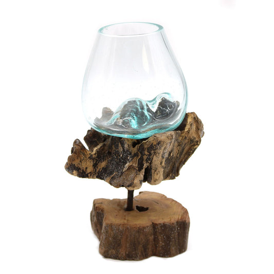 Photo 1 of Molten Glass On Wood With Stand - Medium Bowl Luxury Decor featuring authentic premium craftsmanship.