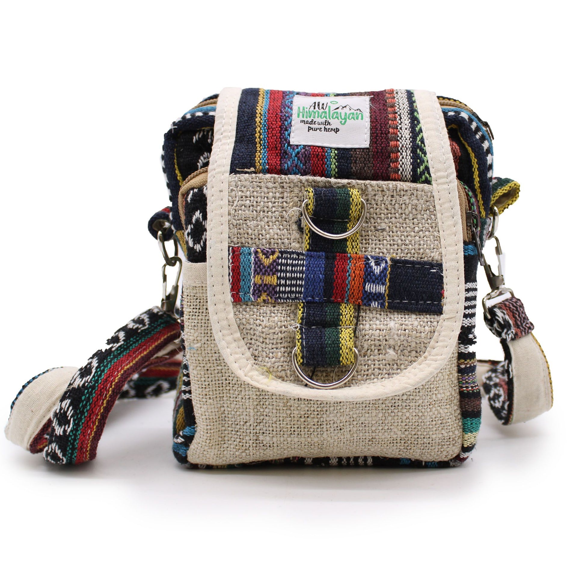 Body-Cross Natural Hemp & Jhari Travel Bag lifestyle product photo on neutral background